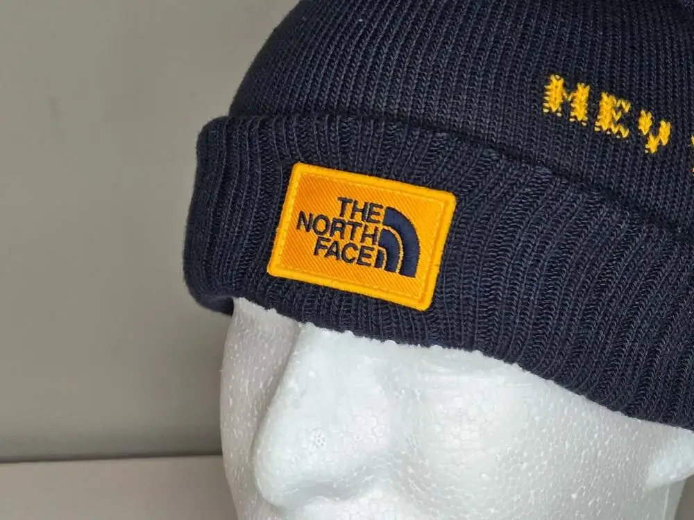 The North Face Heritage Ski Tuke Beanie Navy Yellow Pom Pom Hat